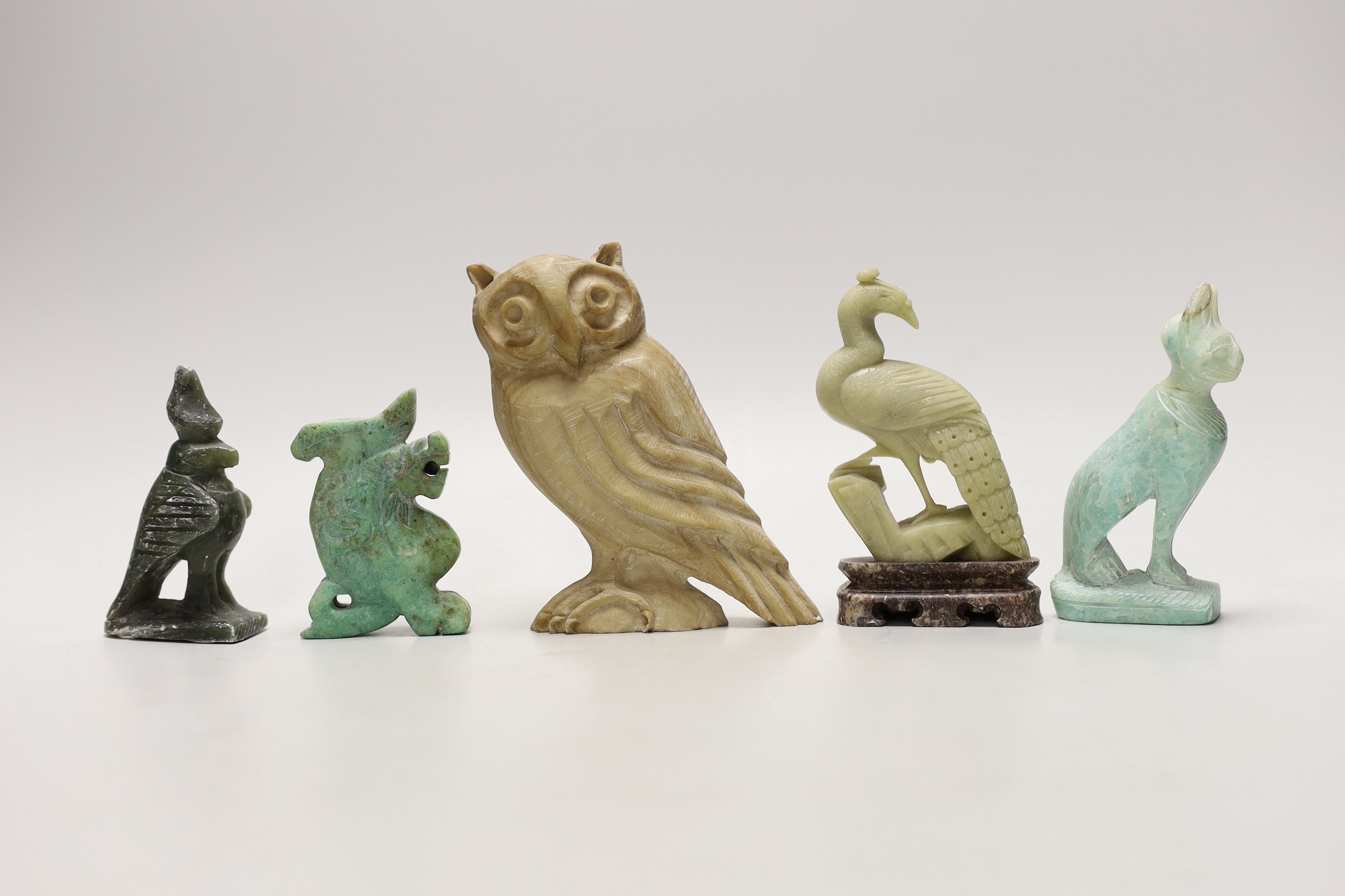 A group of Chinese, Egyptian hardstone and soapstone carvings
